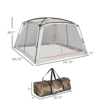 12x12 ft Screen House Room Pop Up Camping Tent Outdoor Canopy Beach Sun Shelter