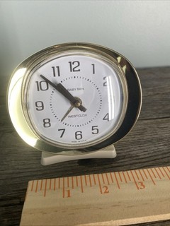 Westclox Baby Ben Wind Up Alarm Clock White Gold Art Deco