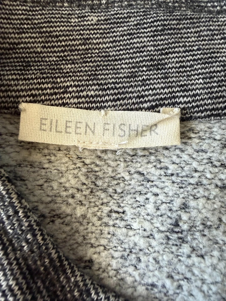 Chaqueta Eileen Fisher Mujer Gris Cremallera Frontal Longline Cáñamo Algodón Orgánico Bolsillos Foto 2 de 4