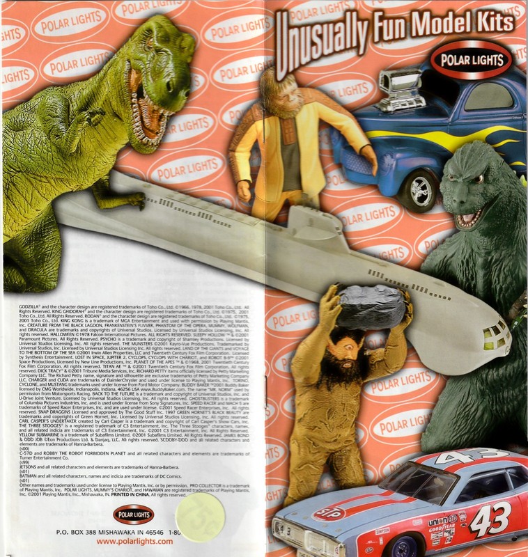 2001- Catalog From Polar Lights-monsters, Model Cars -model Kits, + Toys R Us Ad