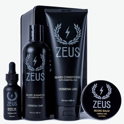 Zeus Hydrating Beard Shampoo Conditioner Set with Oil & Balm Made in USA Germany