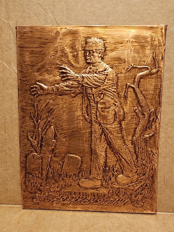 vintage 60's AURORA Coppersmith set FRANKENSTEIN copper PLAQUE Universal Monster