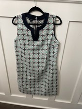 Women’s Talbots Sleeveless Dress-Size 12-Multicolored Pattern-v Neck-back Zip