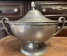 Soupière Tôle Fer Blanc Vaisselle Ancien Art Populaire Service Étain Empire