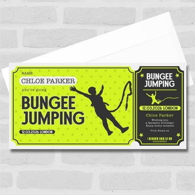 Bungee Jumping personalisiertes Überraschungsticket Geschenkgutschein