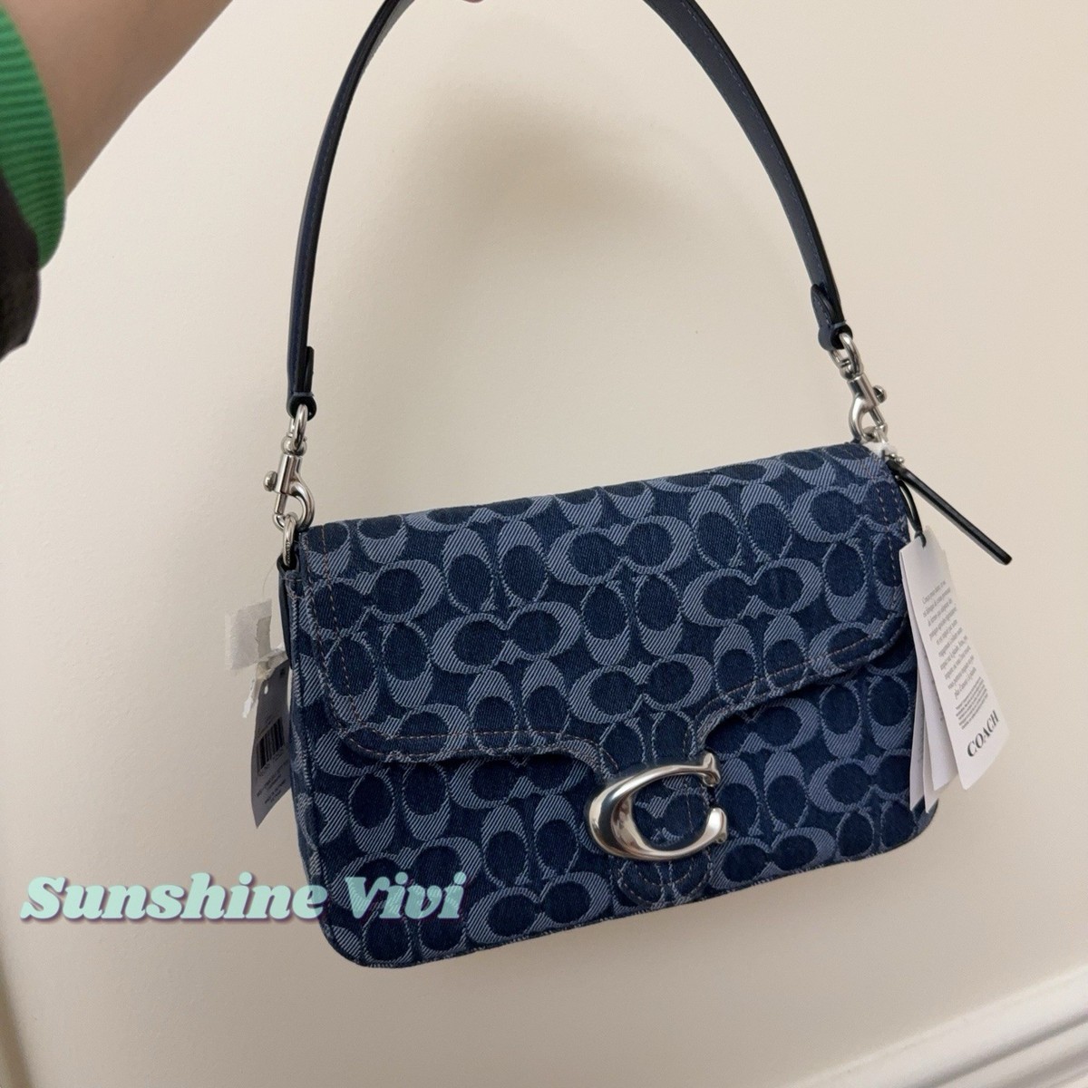 NWT COACH Chain Tabby Shoulder Bag In Signature Denim Deep Blue