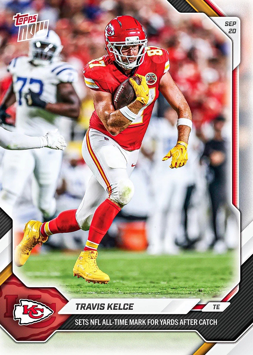 Travis Kelce Sets NFL Yards After Catch Record 2026 NFL Topps NOW #25 PRESALE