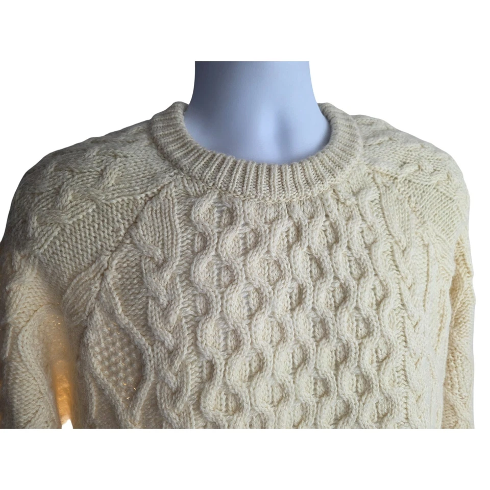 ZARA Main Line Wool Blend Chunky Aran Cable Knit Sweater XL Made in Italy - Image 2 of 4
