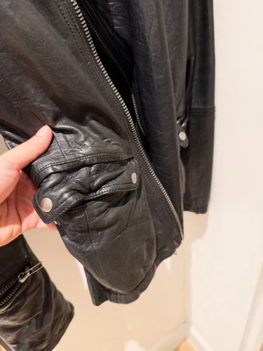 ALLSAINTS Biker Leather Jacket Size S 40 inches chest 25 inches long image 8