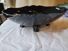 L E Smith Art Deco Black Glass 4-Footed Centerpiece Console Bowl Mt. Pleasant