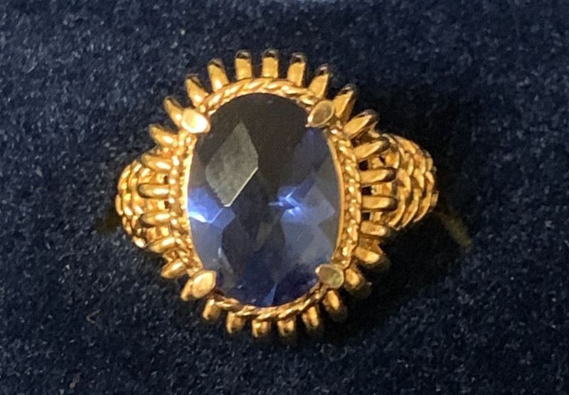 Ross Simons HSN .925 Sterling / Vermeil (Topaz?) Blue Oval Faceted Ring Size 9