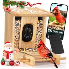  Bird Feeder with Camera - 4MP 2K Live AI Bird Species Identification Burlywood