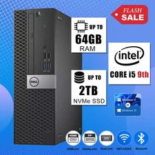 DELL Desktop Computer PC i5 9th,Up to 64GB RAM, 2TB M.2 SSD, Windows 11/10, WiFi