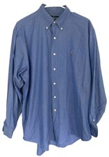 Ralph Lauren Yarmouth Shirt Men L 16-34 Blue Pinpoint Oxford Button Flesh Pony