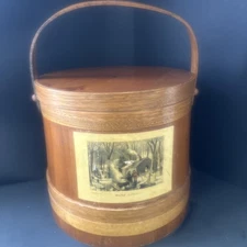 Vintage Firkin Primitive Bucket large 12”Wooden Bucket Farmhouse Country Rustic