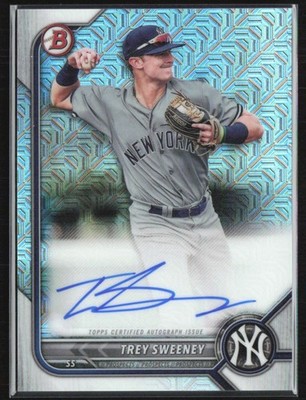 Trey Sweeney 2022 Bowman Chrome Mega Box Mojo Auto #BCMA-TS New York Yankees