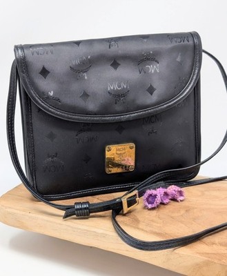 MCM Vintage Schultertasche Schwarz Monogram Visetos Crossbody 90er