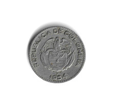 1954 Colombia - 10 Centavos - 174 - Copper Nickel - 2.5g