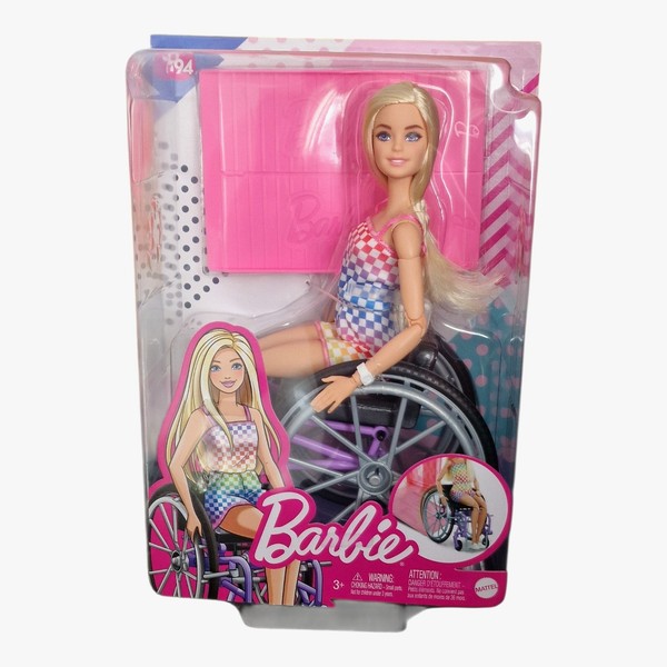Barbie Fashionista-Puppe, Rollstuhl Mit Blonden Haaren Und Regenbogen-Jumpsuit-image