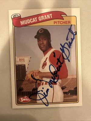 Autographed JIM MUDCAT GRANT  Cleveland Indians 1989 Swell Card #84 w/COA