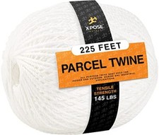 Parcel Twine - Polyester Cord Twine String 225' Extra Strong Thick White String