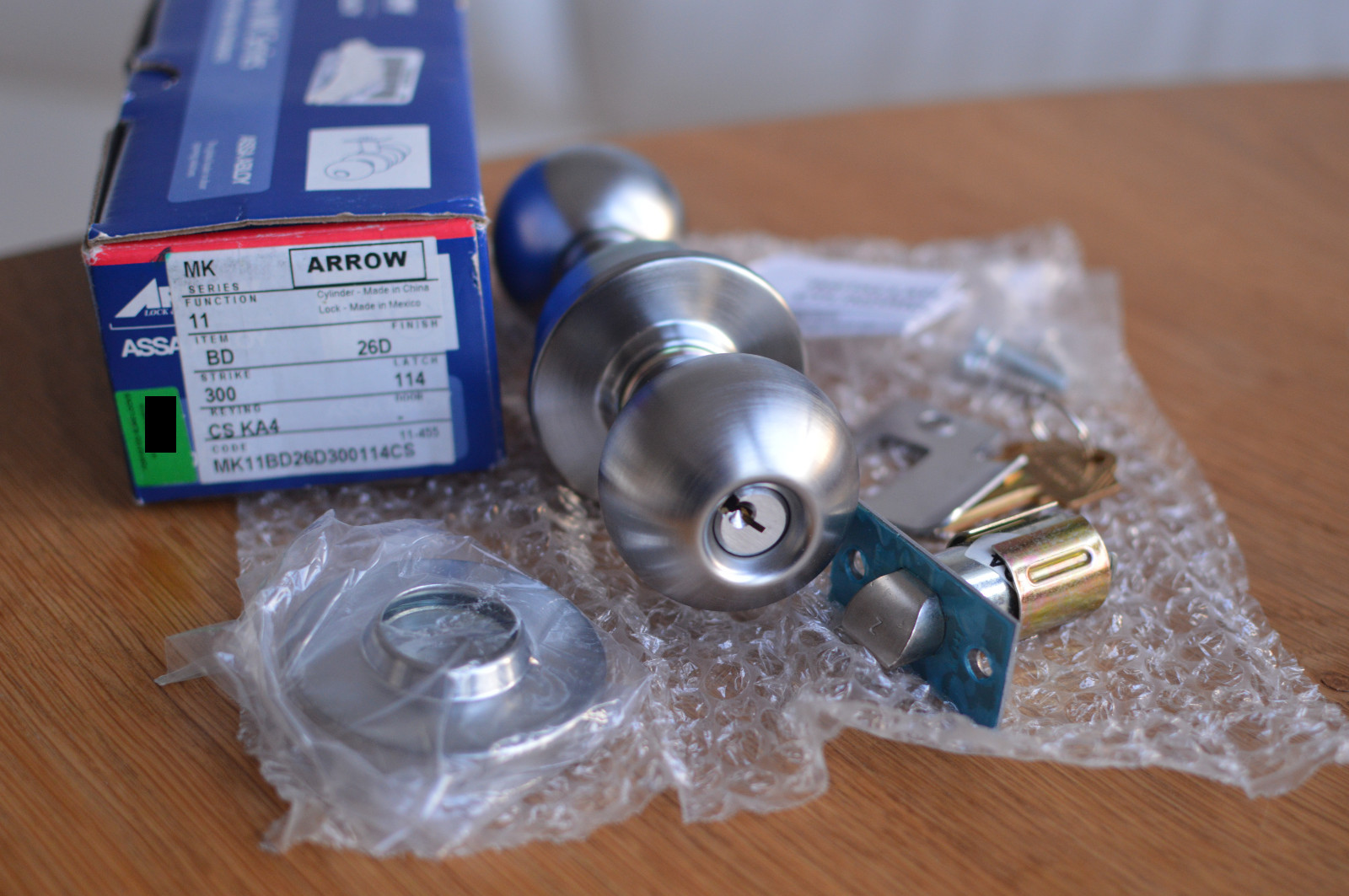 Serrure bouton Assa Abloy MK11BD26D3001 chromé satiné Arrow Lock