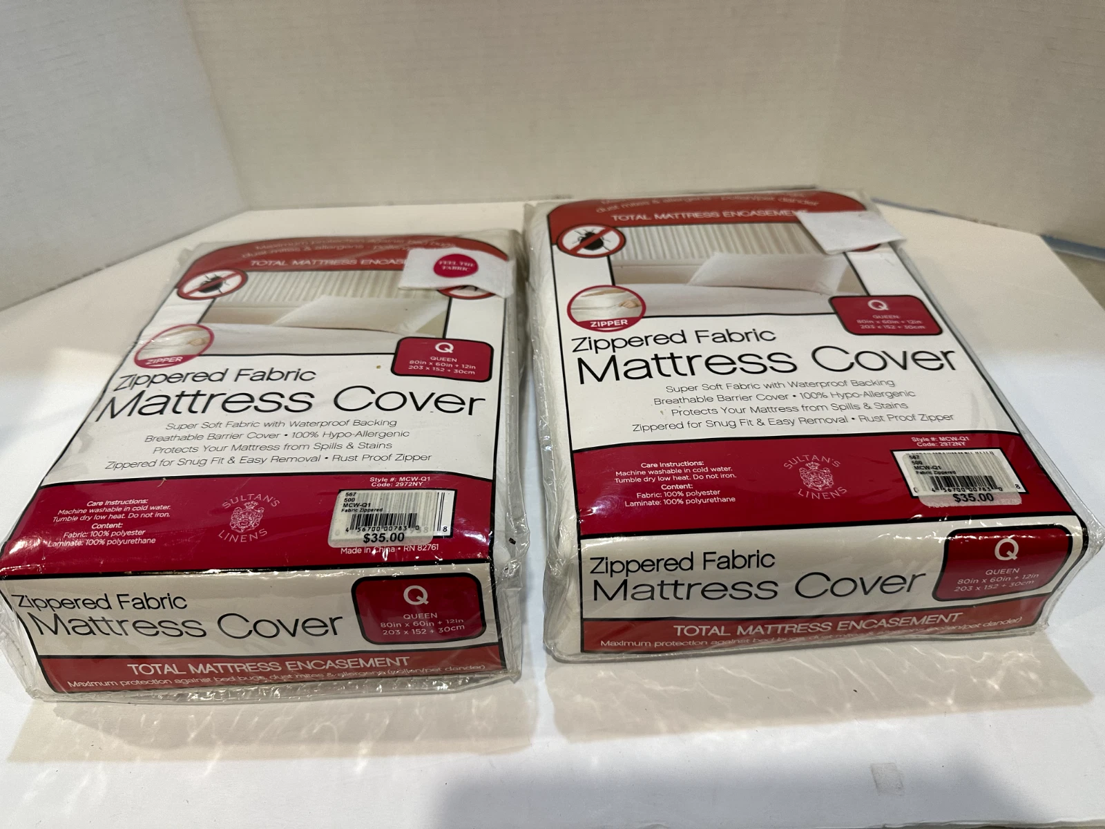 2 Queen Size Mattress Protector Waterproof Soft Anti Bug Zippered Mattress Cover