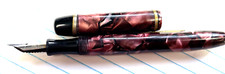 Vintage 1940s Celluloid Fountain Pen Burgundy Marbled Iridium Tipped