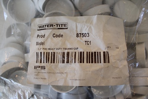 IPS 87503 - 1-1/2" PVC Schwerlast Techno zum Aufkleben weiße Kappen - Menge 100 - Bild 2 von 4
