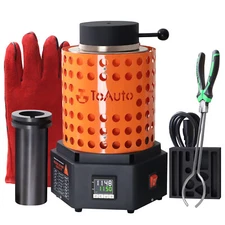 TOAUTO 1800W Electric Gold Melting Furnace 6.6LB Crucible Casting Ingot Mold Kit