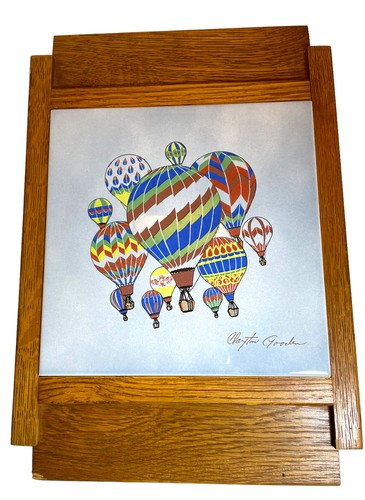 Clayton Gooden Framed Ceramic Art Tile Hot Air Balloons USA - Picture 2 of 11