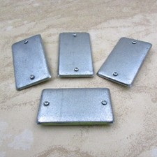 Qty 4 Electrical Single Gang Metal Utility Box Blank Cover With Screws USA Made