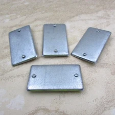 Qty 4 Electrical Single Gang Metal Utility Box Blank Cover With Screws USA Made