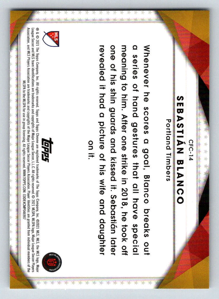 2021 Topps Chrome MLS Celebration FC #CFC14 Sebastian Blanco - Image 2 of 2