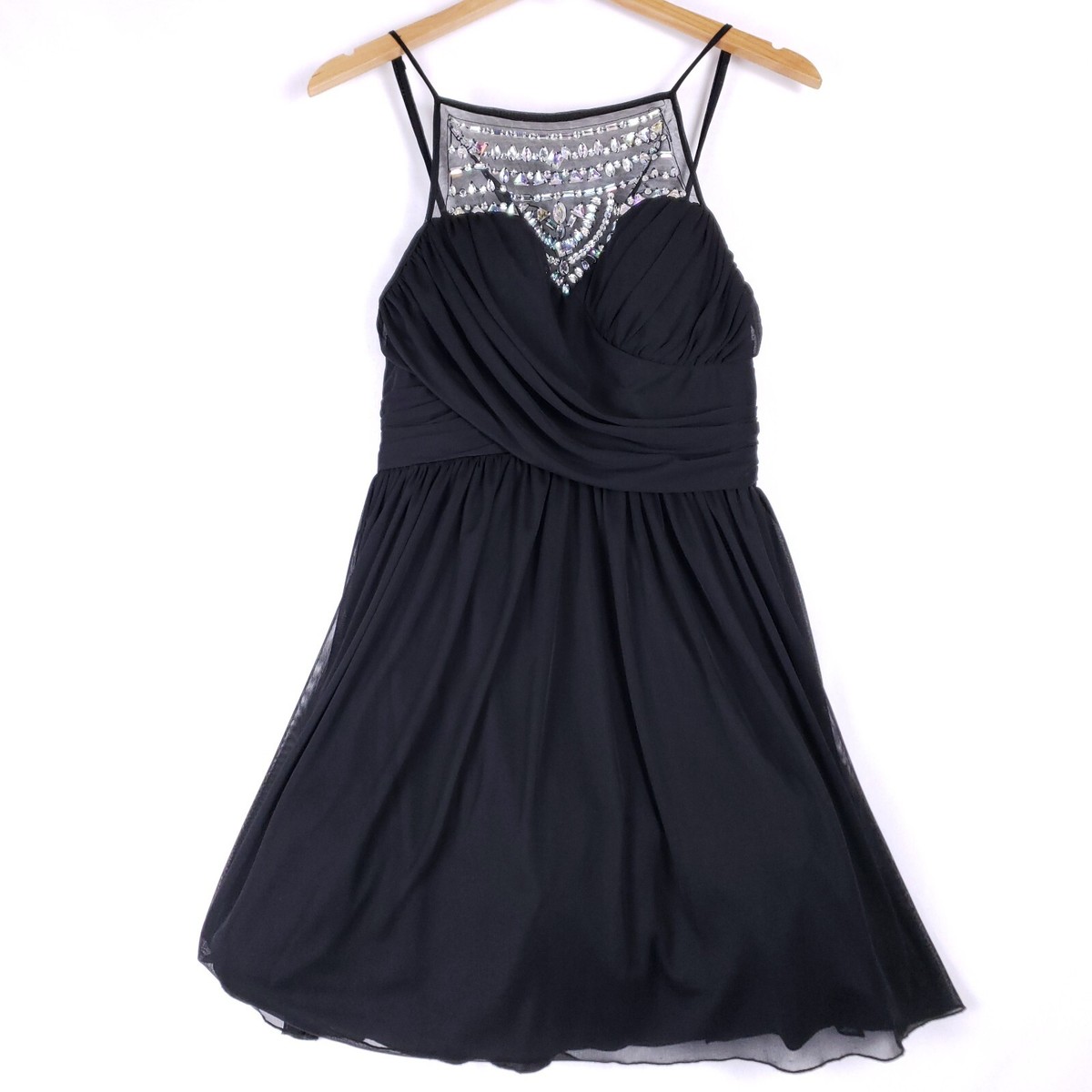 B Darlin Black Beaded Mesh Prom Dress Women's Sz 13/14 Empire Waist  Spaghetti | eBay