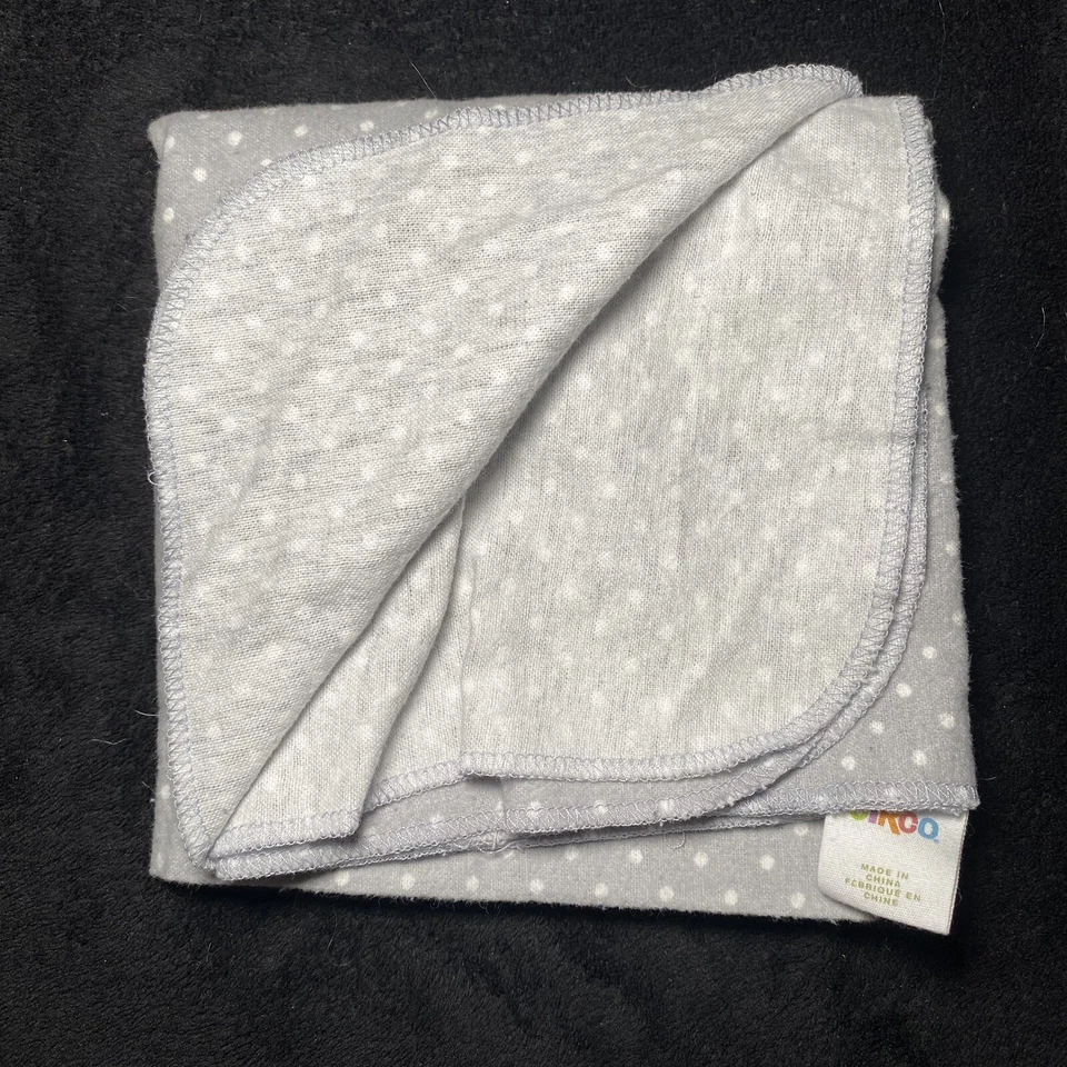 Manta bebé Circo lunares blanco círculo gris franela algodón recepción Lovey Foto 2 de 4