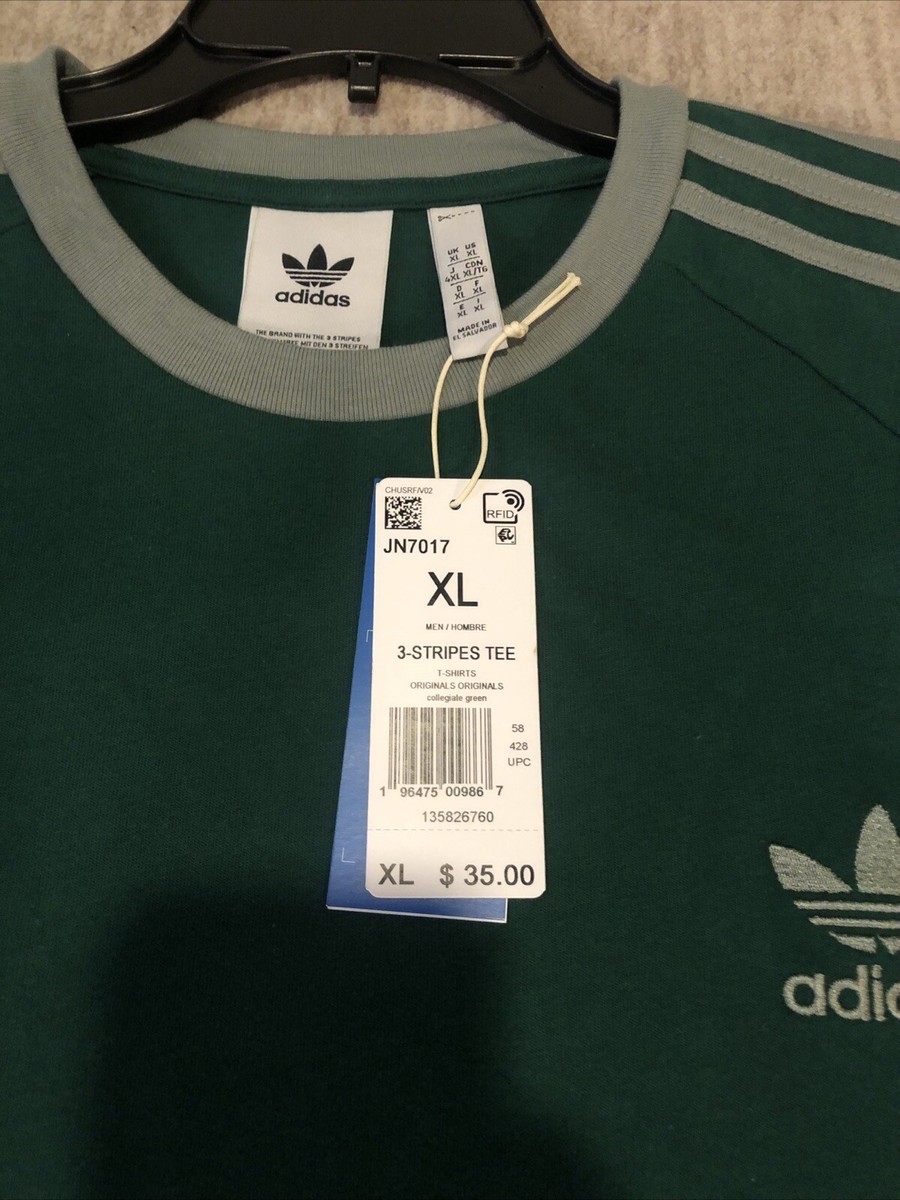 Adidas jn7017 3 stripe tee collegiate Green Size XL | eBay