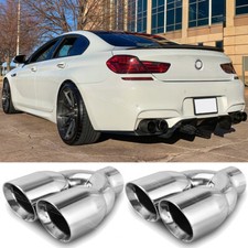 2X For 6 Series E63 E64 F12 F13 2.5" In 3.5" Out Double Wall Dual Exhaust Tips
