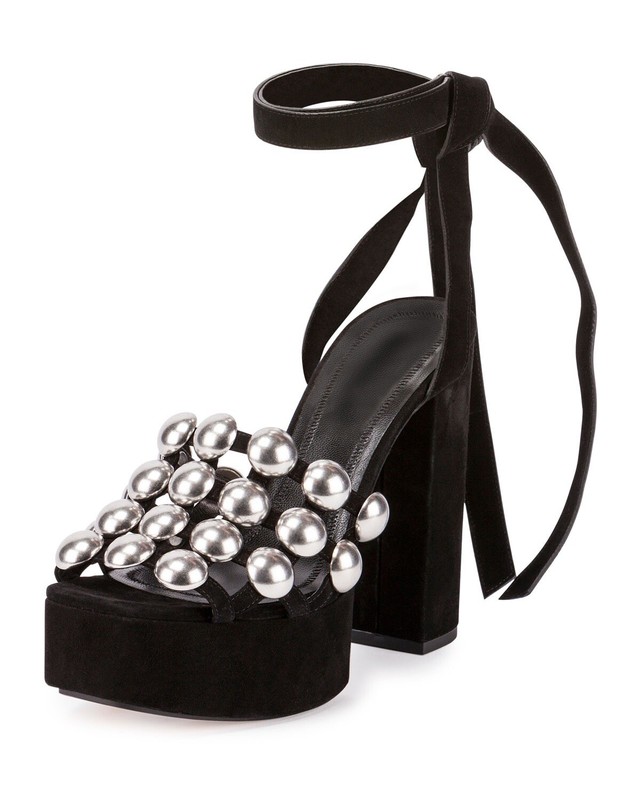 Alexander Wang Alys Studded Platform Sandal, Black Size 39 NWB $750