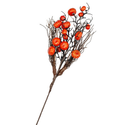 Set of 2 Sparkling Artificial Pumpkin Branch and Twig Decorative 24'' Sprays