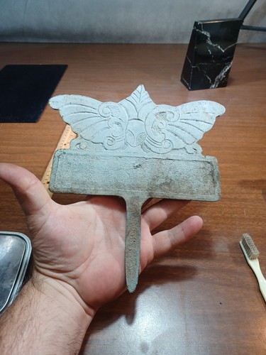 Antique Halloween Brass Gargoyle Crossing Yard Stake - Picture 5 of 9
