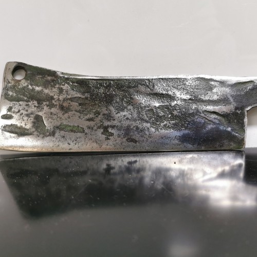Antico coltello da cucina 1800 senza marchio acciaio forgiato mannaia carne da collezione 14" - Foto 6 di 10