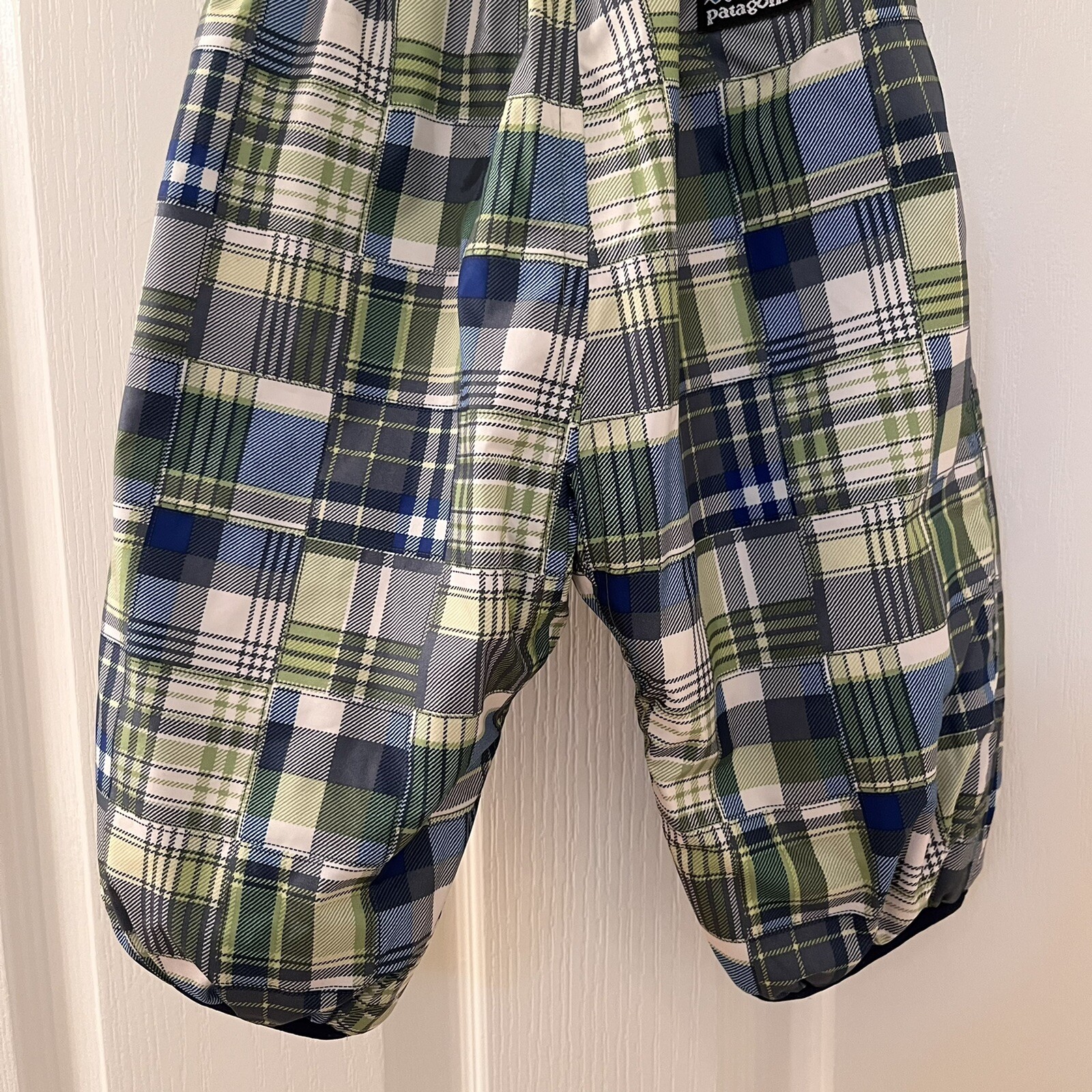 Patagonia Reversible Puff-Ball Pants Snow Green Blue Plaid Boys Size 3 Months thumbnail 8