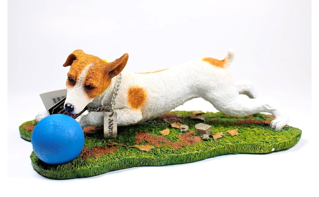 Jack Russell Playing Ball Resin Statue- 7 x 7 x7 - Used in perfect condition