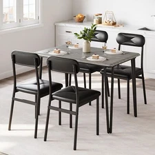 Kitchen Table and Chairs for 4, Rectangular Dining Set with 4 Upholstered Chairs