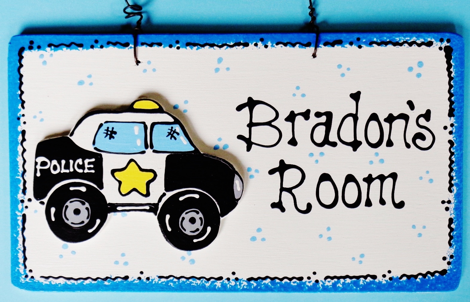 Personalize POLICE CAR Name SIGN Kid's Room Door Wall Art Decor Squad Plaque