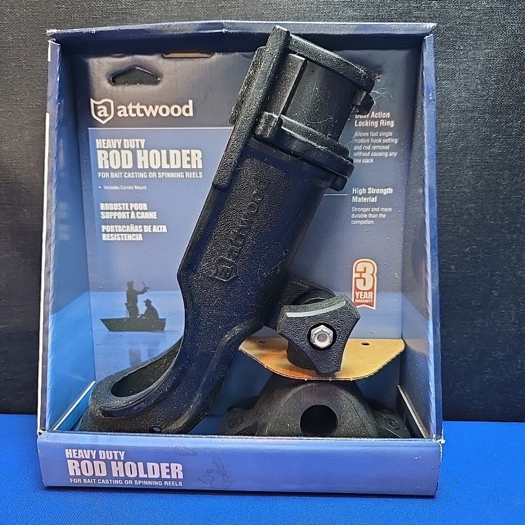 Attwood Marine 5009-4 ATTWOOD ROD HOLDER For Baitcasting And