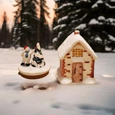 VINTAGE CHRISTMAS SALE Flat Ship Cottage Snowmen Pics/desc