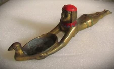 Antique Ronson Art Deco Brass incense burner Nude Egyptian Woman