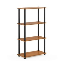 Furinno 99557LC/BK Turn-N-Tube 4-Tier Multipurpose Shelf Display Rack